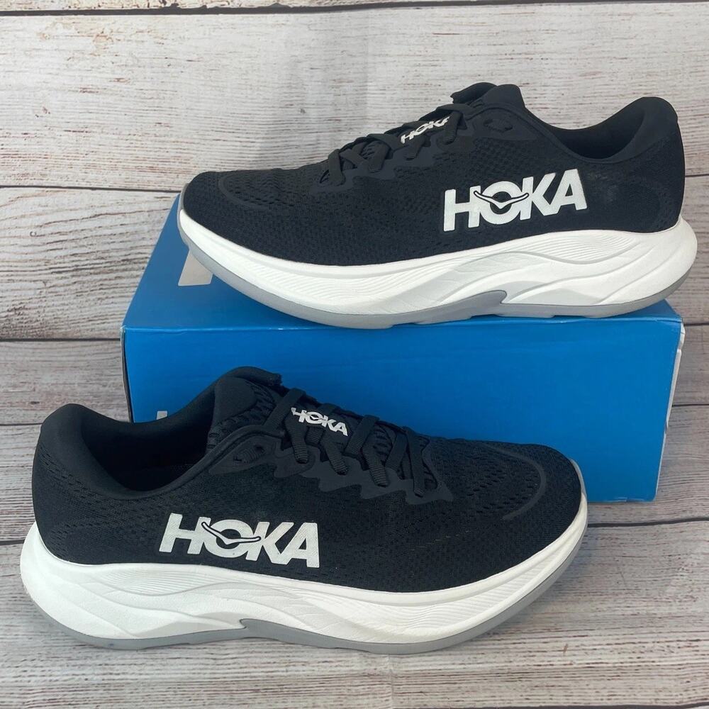 Hoka One Rincon 4 Womens Sz 9.5B Running Shoes Black White